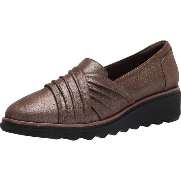 Clarks Sharon Villa Metallic Slip-On Loafers Womens size 5  M NEW Brown - Picture 1 of 8